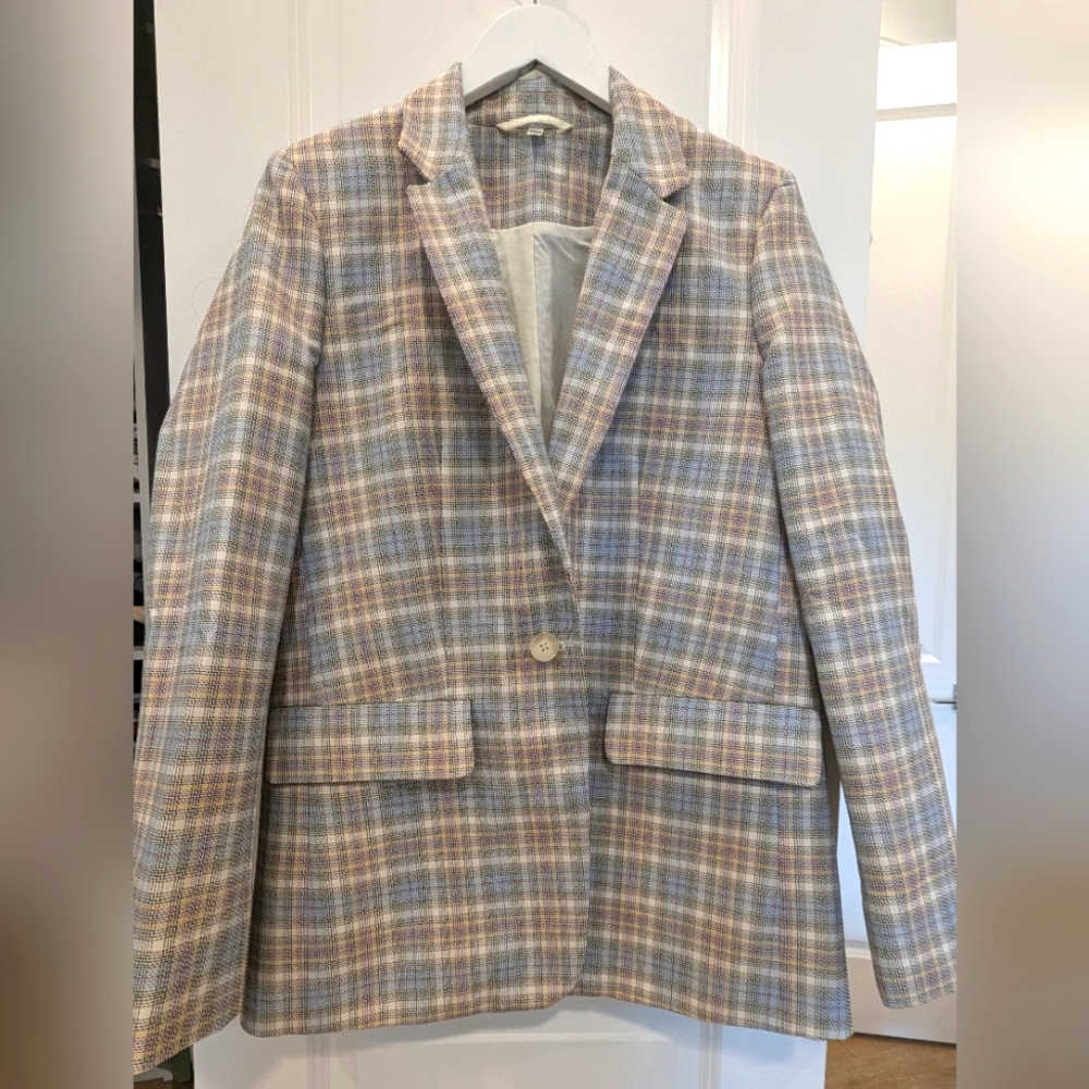 COS multi color plaid blazer